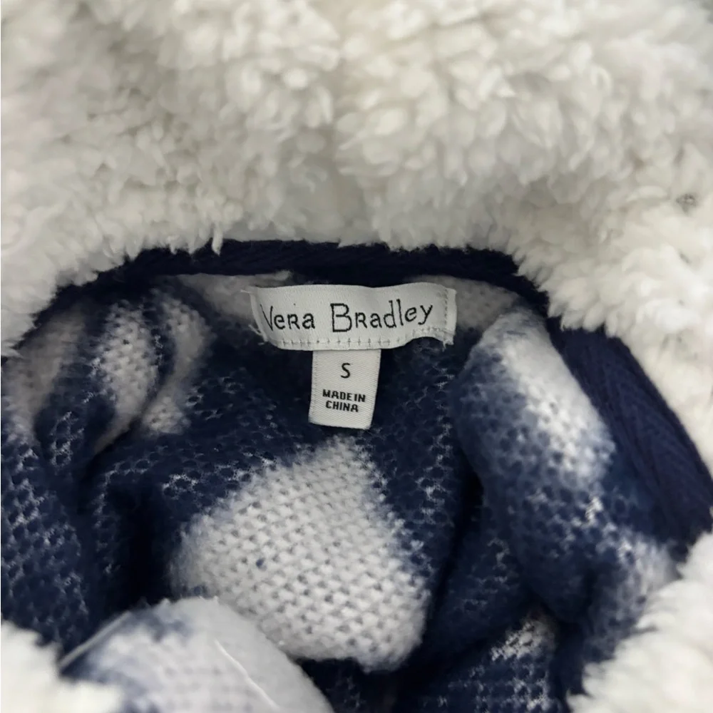 Vera Bradley Jacquard Fleece Hoodie Pant Set Navy White Nordic Forest Pajamas
